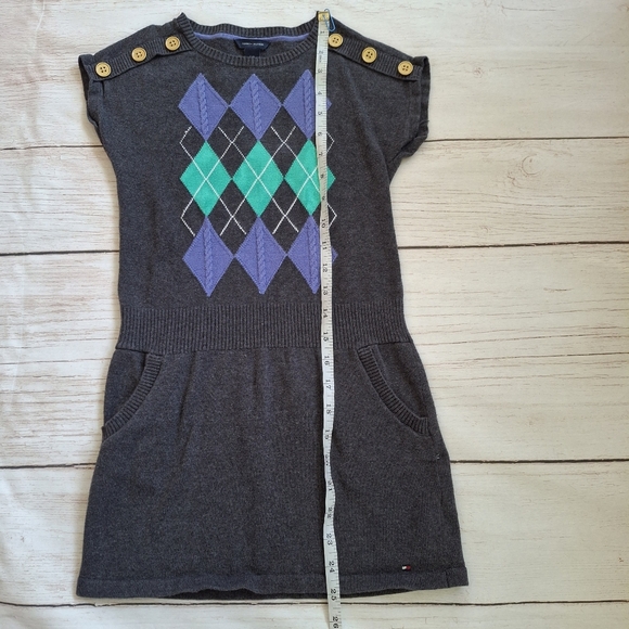 Tommy Hilfiger Girls Size 5/6 Grey Argyle Sweater Dress - Picture 3 of 4